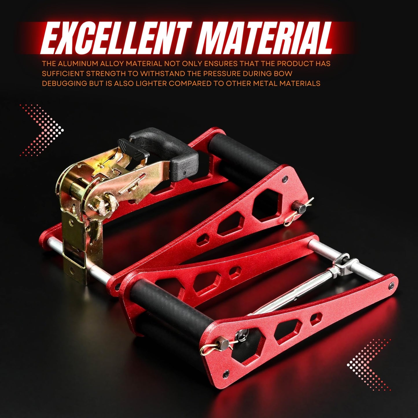Mefape Bow Press, Archery Compound Bow Press, Aluminum Alloy Handheld Bow Press for Compound Bow and Crossbow, Universal Ratchet Type Fine Tuning Tool with 51.2” Strap