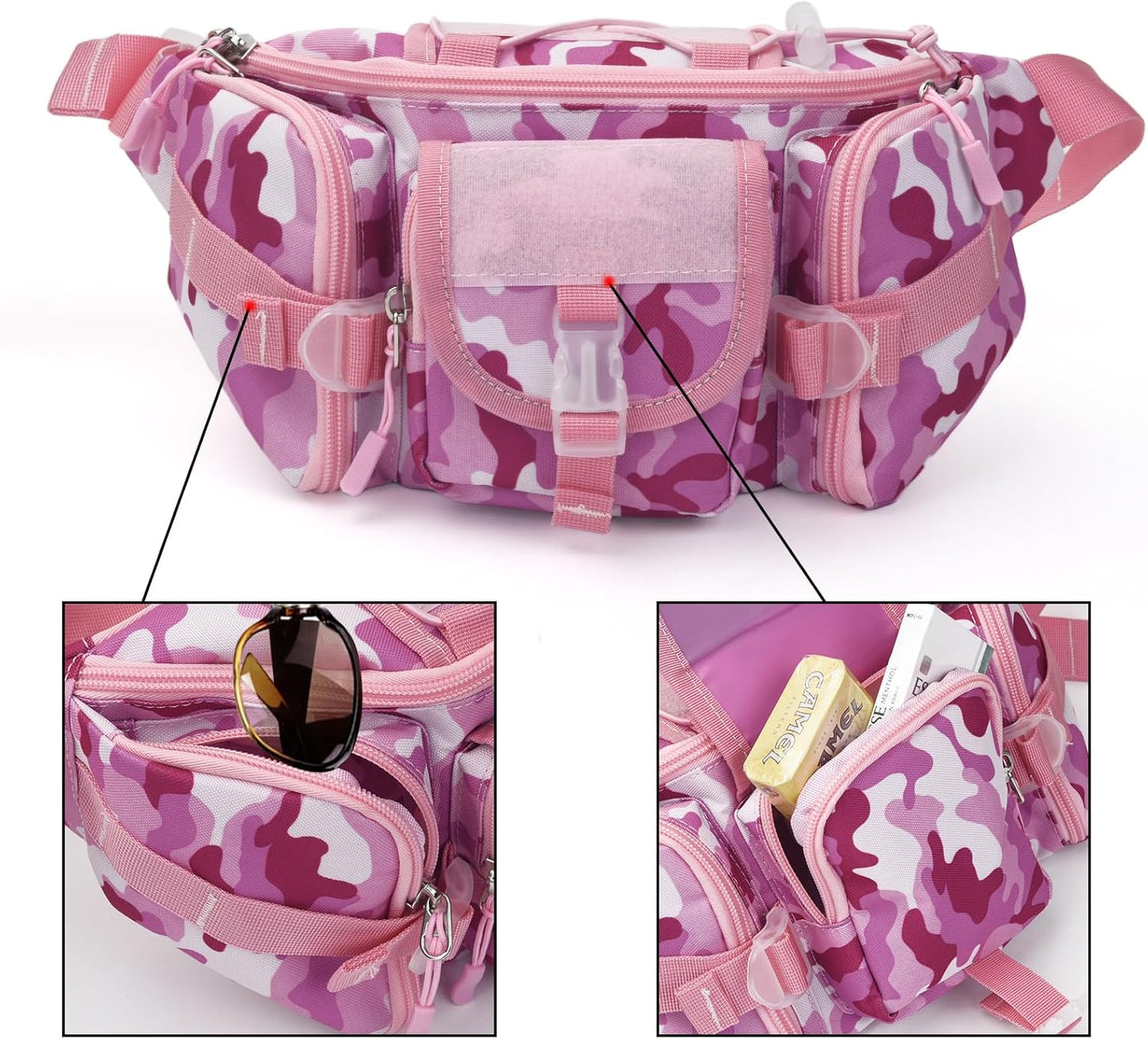 ArcEnCiel Tactical Fanny Pack for Men Waist Bag Hip Belt Outdoor Hiking Fishing Bumbag with Patch