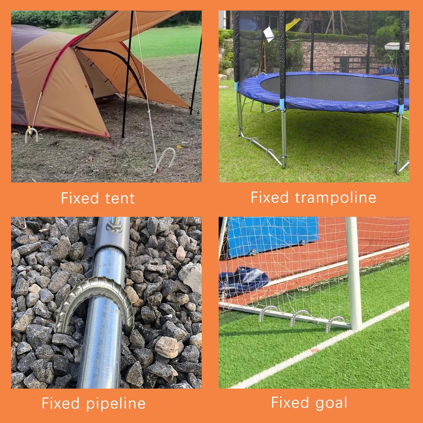 J Hook Heavy Duty Galvanized Reinforced Ground Nails - Outdoor Canopy Tent & Gardening Ground Anchor (12)