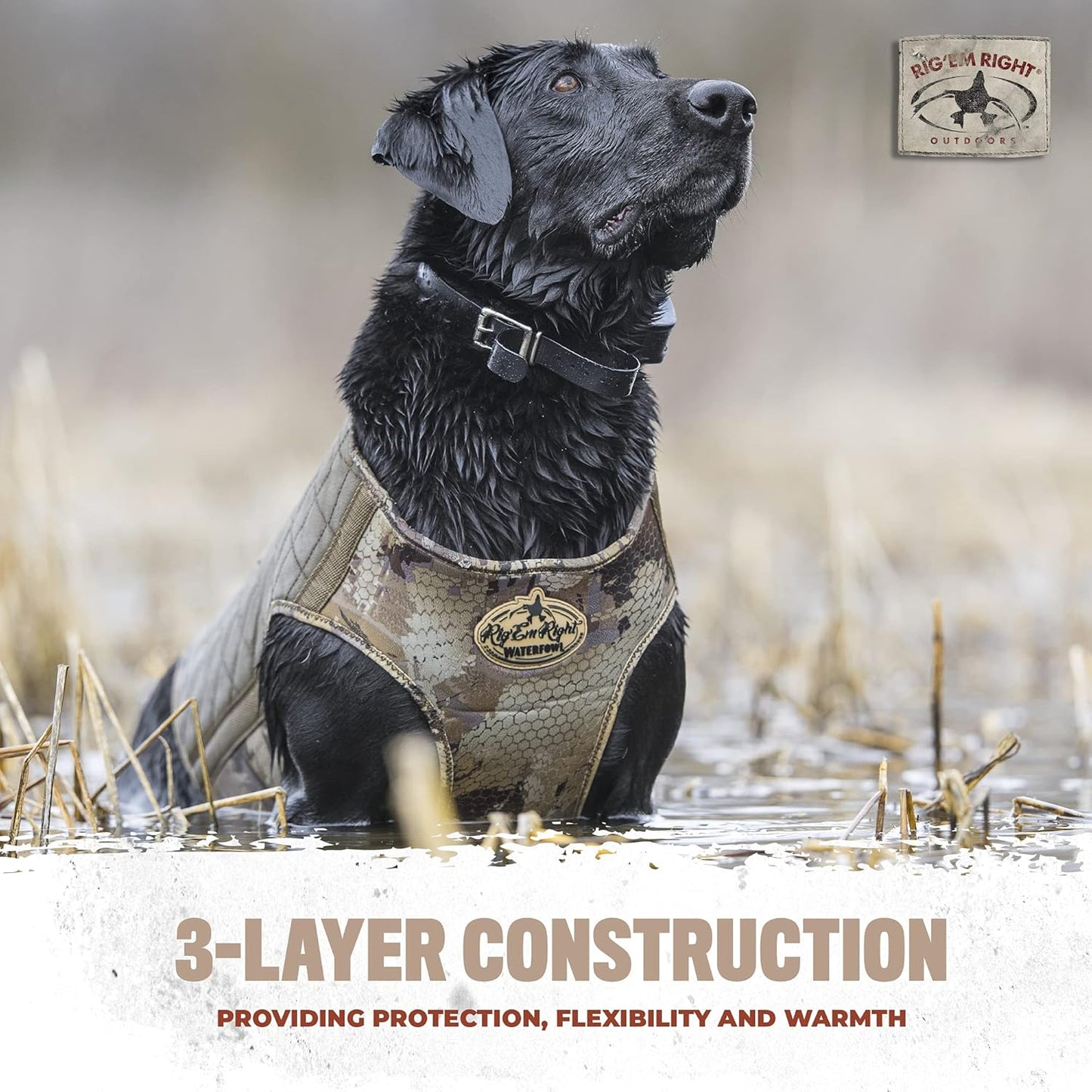 Rig'Em Right Waterfowl Bloodline Elite Dog Vest for Duck Hunting with Ultra Comfortable 3mm Neoprene 3-Layer Construction, Flotation Foam, Heavy-Duty Canvas, and More (Optifade Marsh, L)
