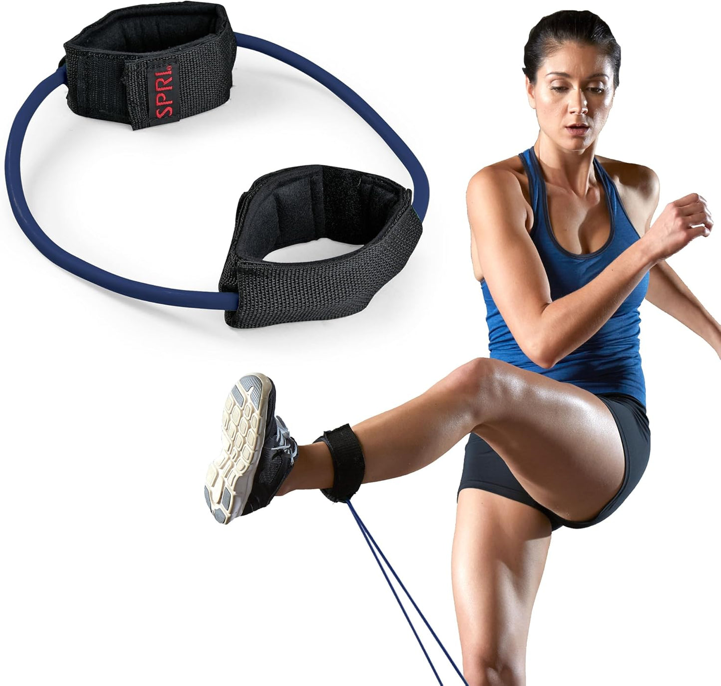 SPRI Xercuff Leg Resistance Band Exercise Cord with Non-Slip Padded Ankle Cuffs (All Bands Sold Separately) Portable for the Gym or At Home Workout Equipment