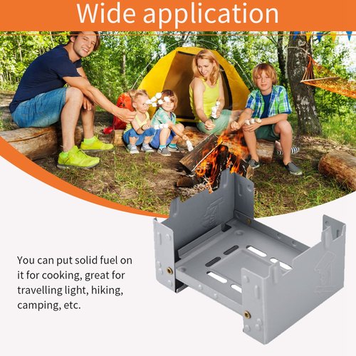 Chazcool Folding Portable Pocket Stove, Solid Fuel Tablet Pocket Stove for Picnic BBQ Camp Hiking Wood Burning Camp Stove, Emergency Stove, 95 X 75mm