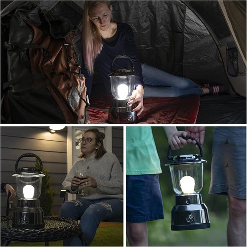 Enbrighten LED Camping Lantern - 550 Lumens, 280-Hour Runtime, Battery Powered, Brushed Nickel - Perfect for Hiking & Emergencies
