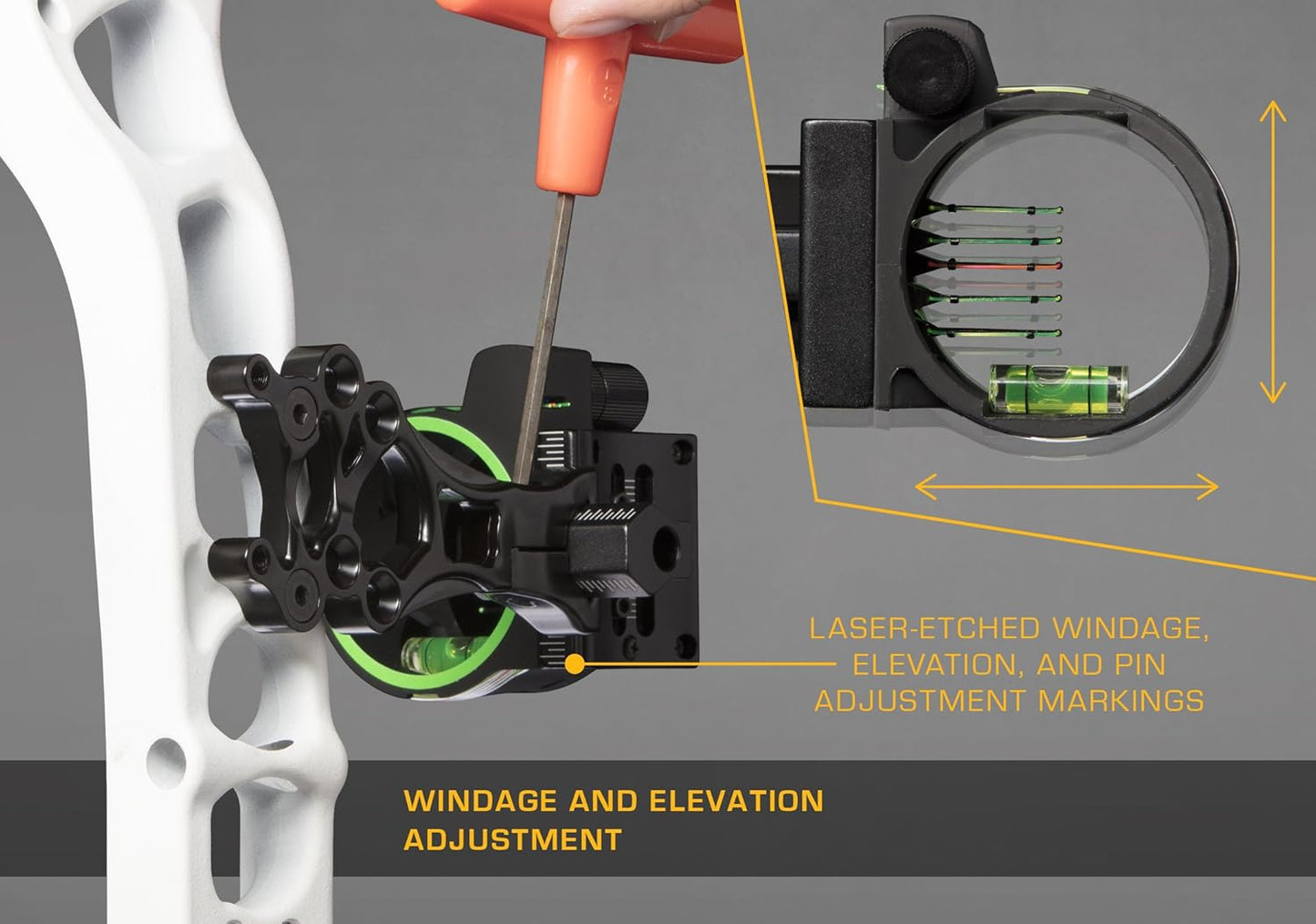 Trophy Ridge Volt 5 Pin Archery Bow Ambidextrous Sight - 5 Ultra-Bright Horizontal .019 Fiber Optic Pins, Bubble Level, Green Hood Accent for Quicker Sight Acquisition, Fiber Wrapped Pin Guard