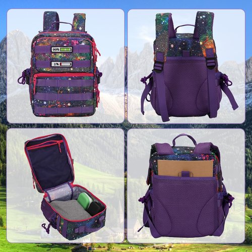 Ci Wigo Small Tactical Backpack for Men Women,15L Mini MOLLE Tactical Daypack Rucksack with Patches for Gym Hiking Camping Travel Sport (Galaxy Purple)