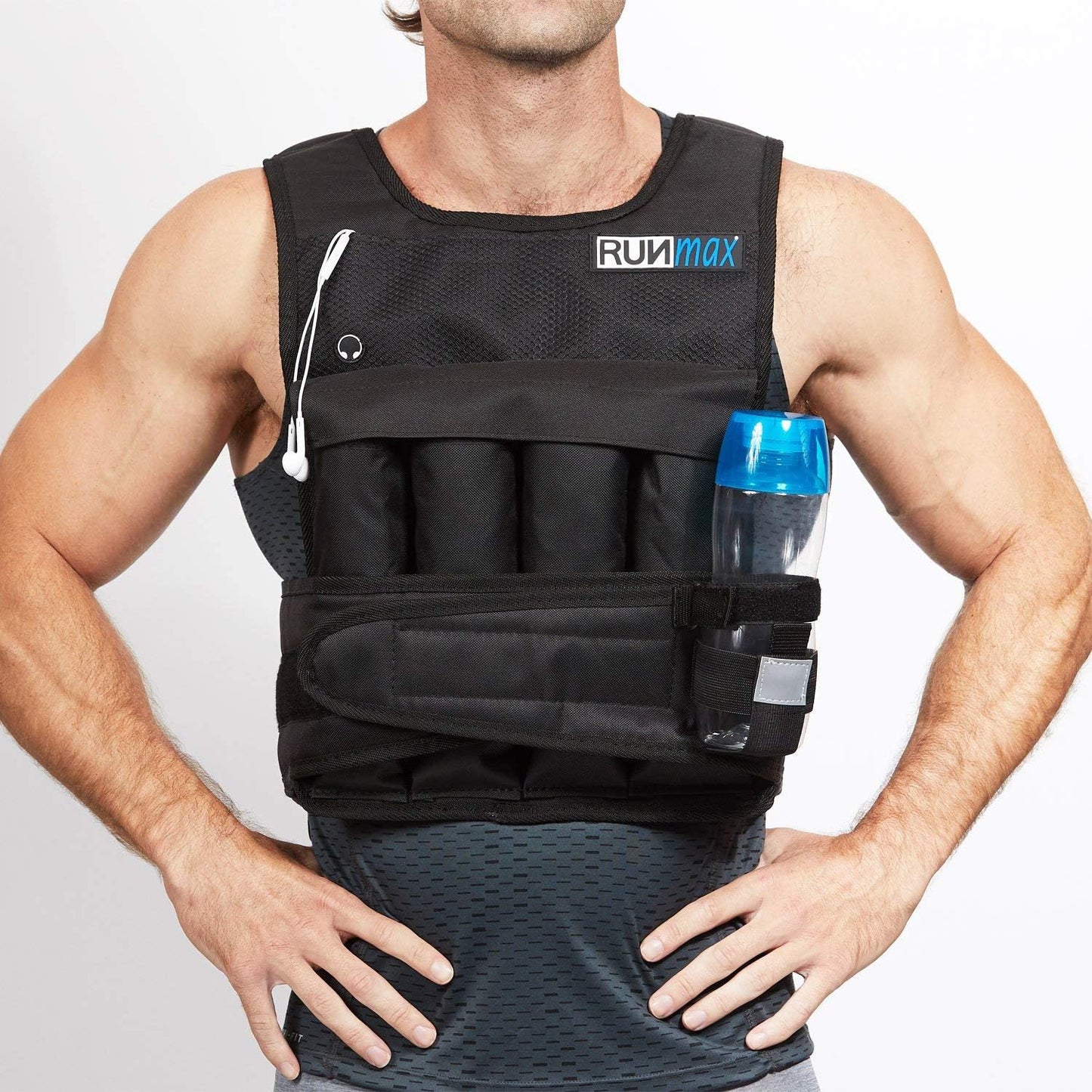 RUNmax Pro Weighted Vest - Adjustable 12-60lbs with Comfortable Shoulder Pads