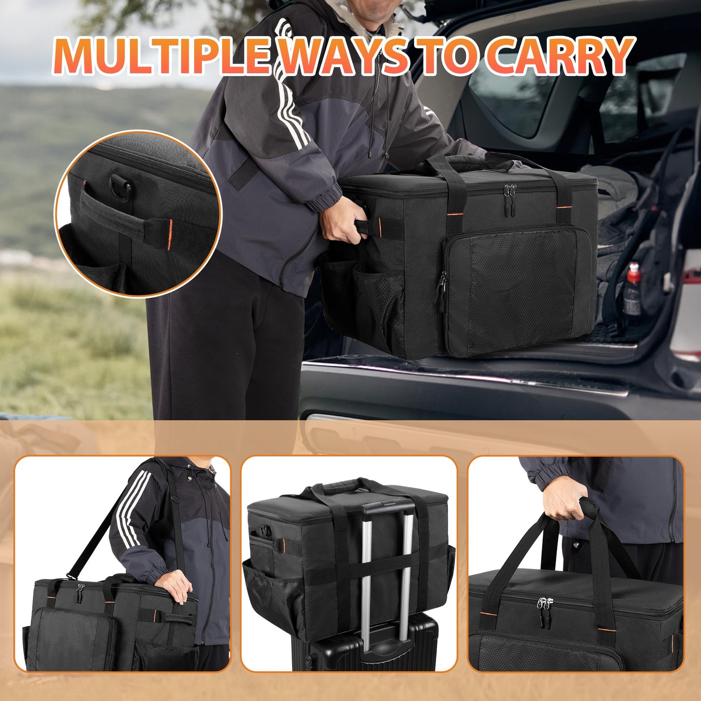 GRAOSO Camping Organizers and Storage, 4 Pcs Camping Packing Cubes with Carrying Bag for Easy Storage and Transport, 5-in-one Tactical Bag with Hard Bottom, Patented Design