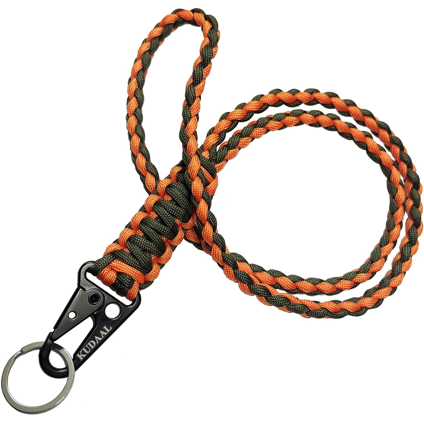 KUDAAL Paracord Lanyard Keychain (Orange, Green) - Heavy Duty for Outdoor Enthusiasts, Everyday Users