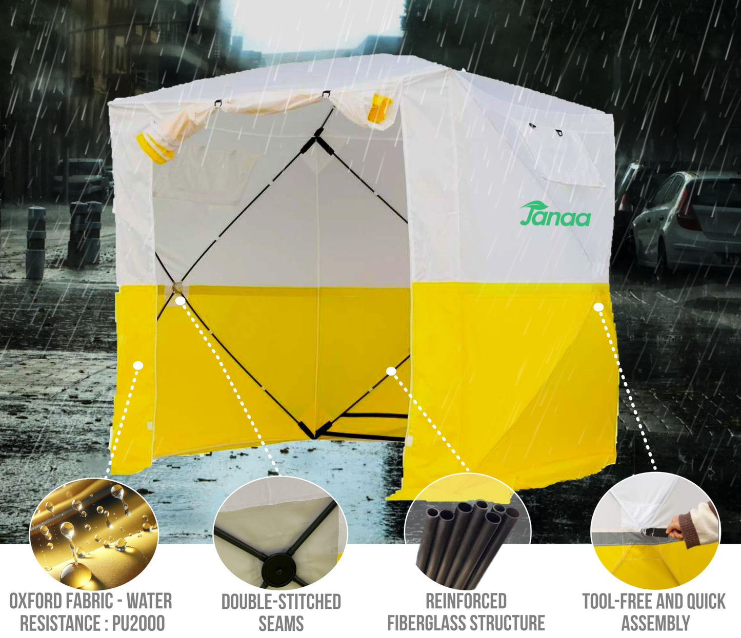 JAX3 | Professional Work Tent | Pop Up | UV50+| 6,2x6,2x7,05 Ft | Instant Quick and Easy Tool-Free Setup | Waterproof | Slicing, Commercial Tent, Fiber Optic for Heavy-Duty Use