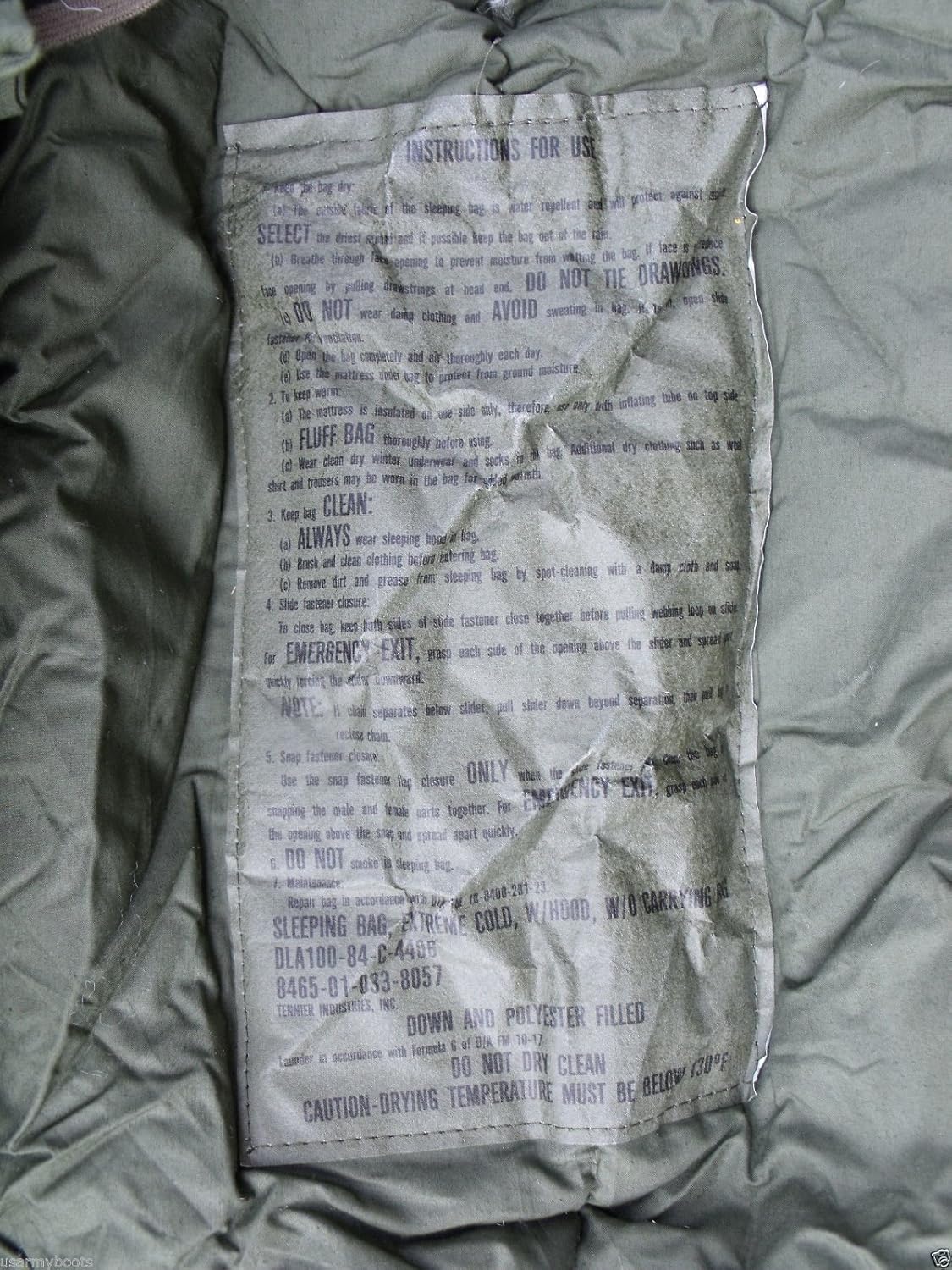 Very Warm Thick Old School Military US Army Subzero Extreme Cold Weather ECW Down OD Green Sleeping Bag by US Goverment GI USGI