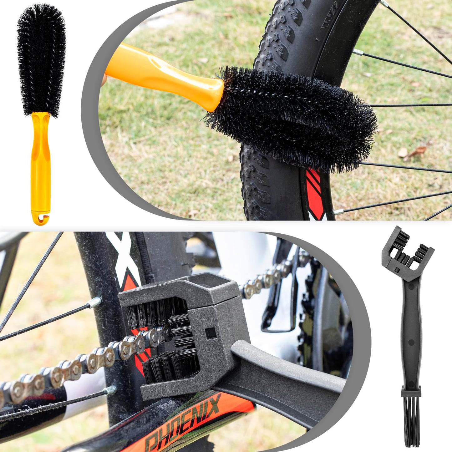 focopot Bike Cleaning Kit Including Bicycle Chain Cleaner Degreaser,Cycling Chain Lube,Cleaner Brush Tool,Scrubber,Suitable for Mountain/MTB,Ebike,Road Bike and Trail Bikes