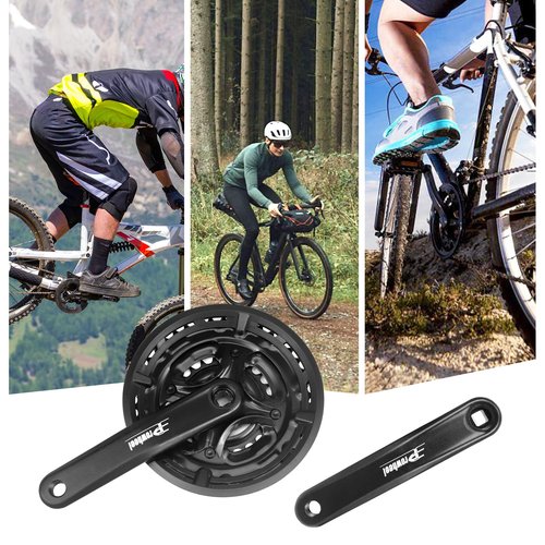 MEGHNA Bicycle Crankset 42-34-24 Teeth for 3 x 6/7 / 8 Speed Bike 170mm Crank for Mountain Bike Gears Square Taper