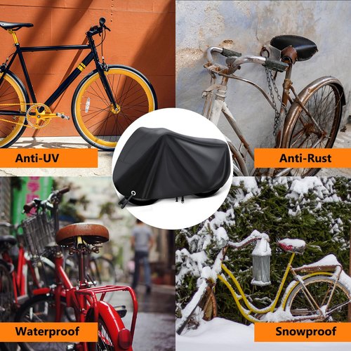 Bike Cover Waterproof Outdoor,1 Bicycle Covers Storage,Durable Tearproof Anti-UV 210D Polyester Cloth,Weatherproof ebike Electric Bikes Cover, Windproof Buckles,Lock Hole-79"Lx31"Wx43"H