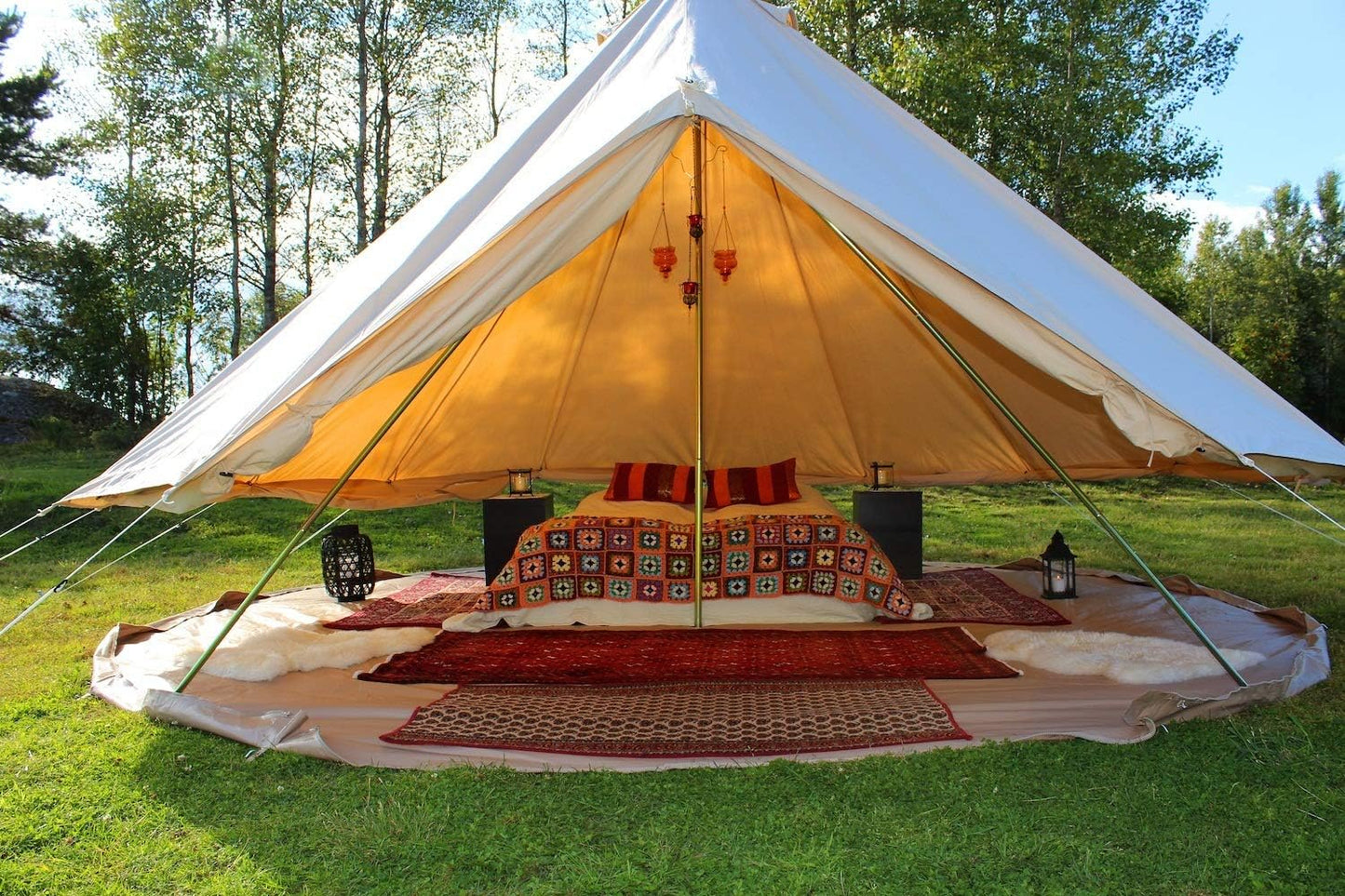 Outdoor Luxury Glamping Bell Tents for Boutique Camping and Occasional Family Camping Trips and Festivals and Human shelter for inhabiting or Leisure