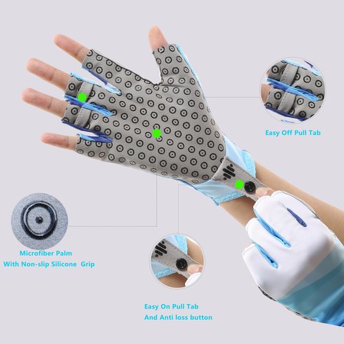 BRILISLE UPF 50+ Sun Gloves Uv Protection,Fingerless Men Women Gloves for Fishing Glfing Kayaking Hiking Sailing Driving