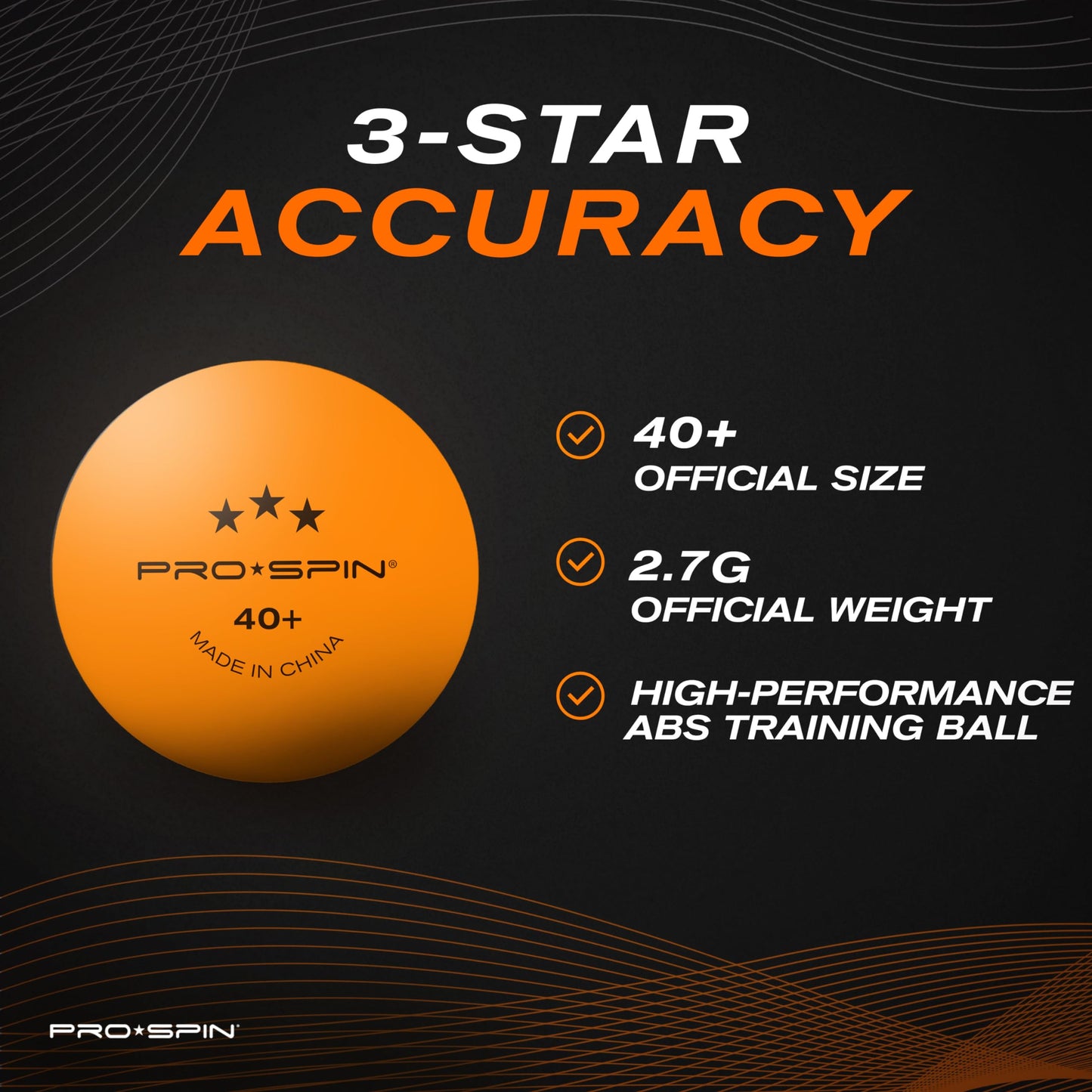PRO-SPIN Ping Pong Balls - 3-Star Premium Orange Table Tennis Balls | High-Performance 40+ ABS Professional Quality | Ultimate Durability for Indoor & Outdoor Ping Pong Tables (Pack of 24)