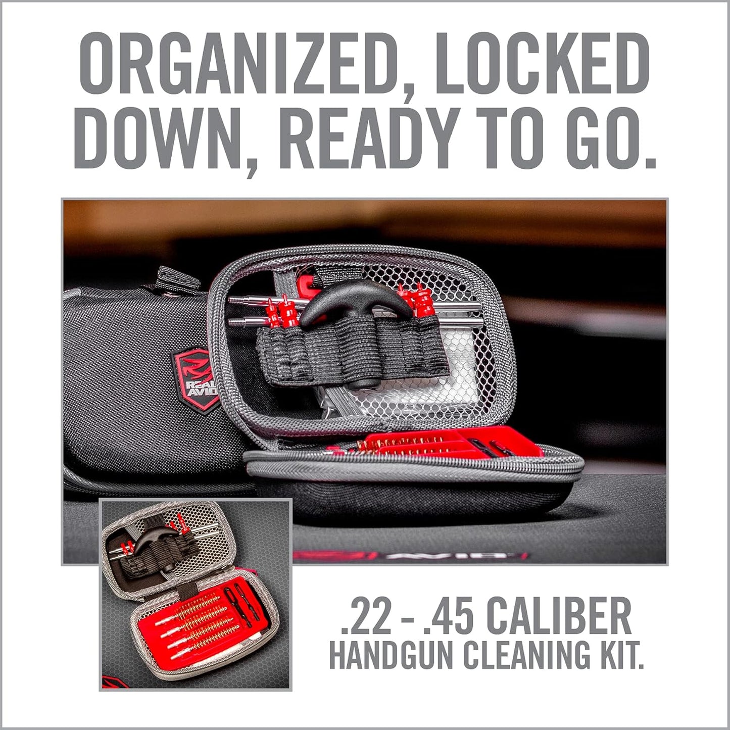 Real Avid 13-Piece Handgun Cleaning Kit - All-in-One Pistol Cleaner with Rod, Brushes & Patches