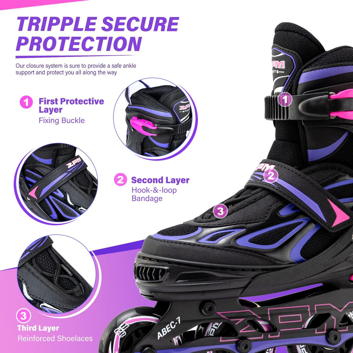 2PM SPORTS Vinal Inline Skates for Women with Light Up Wheels Beginner Skates Fun Illuminating Outdoor Roller Skates for Kids and Adults Men - Vinal Extra Large