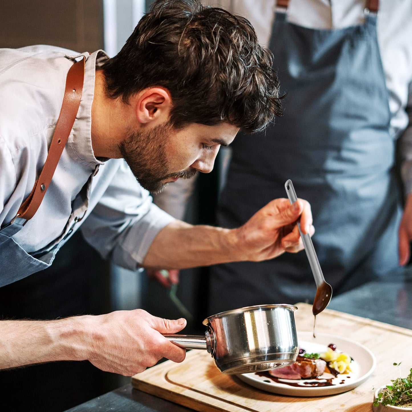 Hoolerry 4 Pieces Camping Spoon Long Handle Titanium Spoon Lightweight Ultralight Portable Flatware Soup Utensil for Outdoor Camping Backpacking Hiking Travel Picnic(Silver)