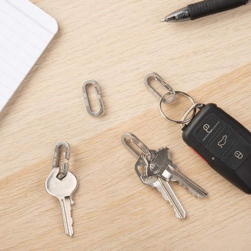 Nite IZE MicroLink Carabiner - Heavy-Duty Carabiner Clips for Keys & Keychains - Small Carabiners for Keychain Accessories - Stainless Steel Clips for Key Organizer - 4 Count (2 Pack)