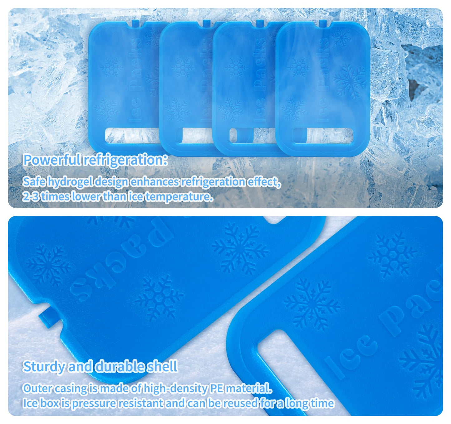 Anstore Lunch Box Ice Packs, Ice Pack for Cooler, Reusable Freezer Packs, Thin Freezer Blocks for Lunch Bags, 8 Pack Mini Cold Packs For Cool Box Freezer Bag Size 16 X 11 X 1.5cm-Camping,Picnic,Hiking