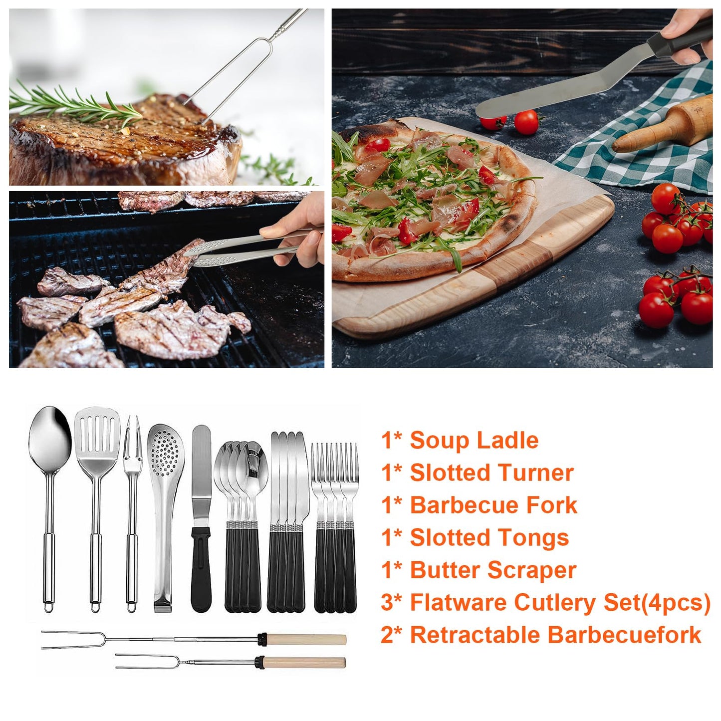 aiGear Camping Kitchen Utensil Set 27 Piece Portable Cookware Kit for BBQs, Outdoor Cooking, Picnics, and Adventures Camping Cookware Kitchenware Storage