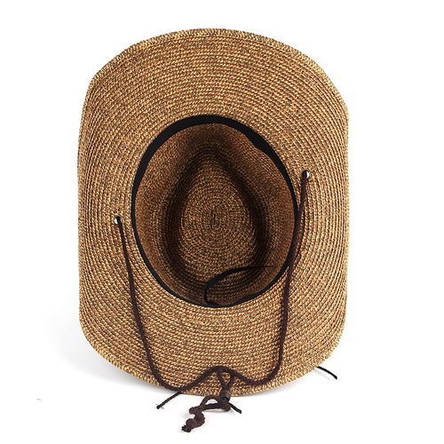 Wide Shapable Brim Straw Cowboy Hat Men Women UV Sun Protection Cowgirl Sun Hats UPF 50+ Holiday Travel Panama Fedora Hat Beach Caps Straw Hat Outdoor Headwear Coffee