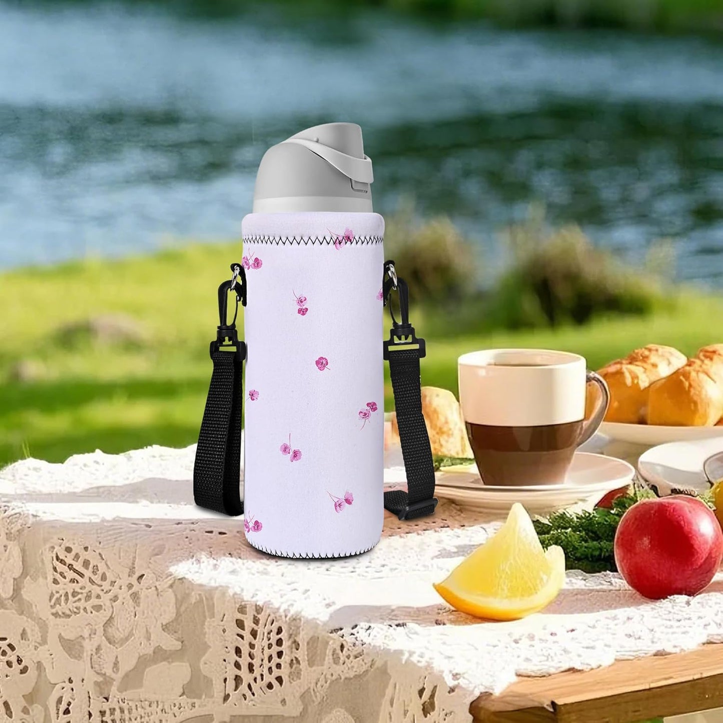 Insulated Neoprene Water Bottle Carrier | 24oz/32oz Sling Holder for Walking
