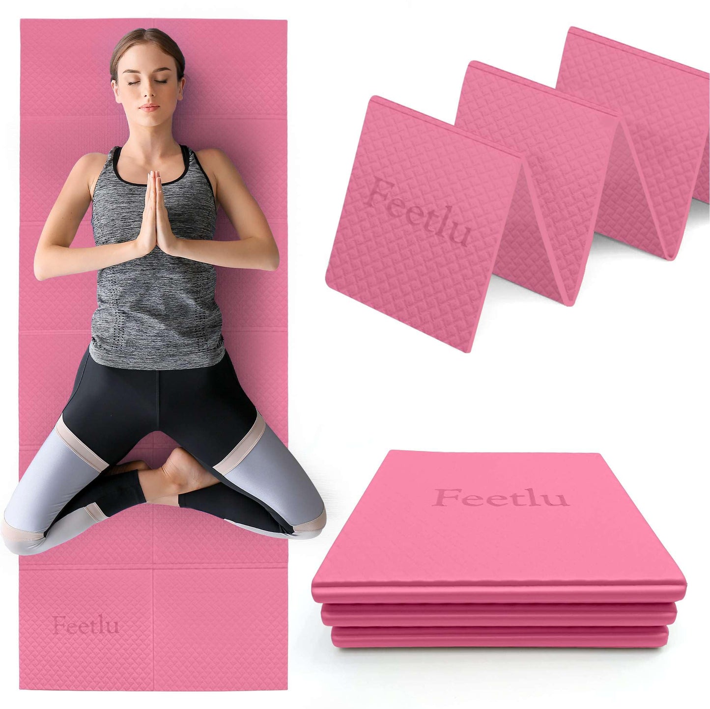 Feetlu Foldable Yoga Mat, 6mm Thick, Lightweight, Anti-Slip, and Easy to Store – Perfect for Travel, Yoga, Pilates, Home Workouts, and Floor Exercises