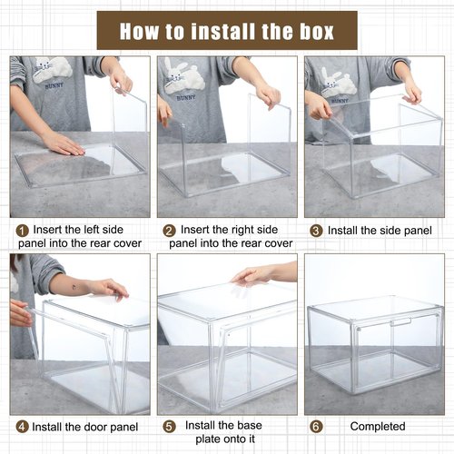 Suzile 2 Sets Acrylic Football Display Case Clear Football Storage Box with Magnetic Door Football Showcase with Artificial Grass Pad and Removable Display Stand Football Holder for Sport Lover