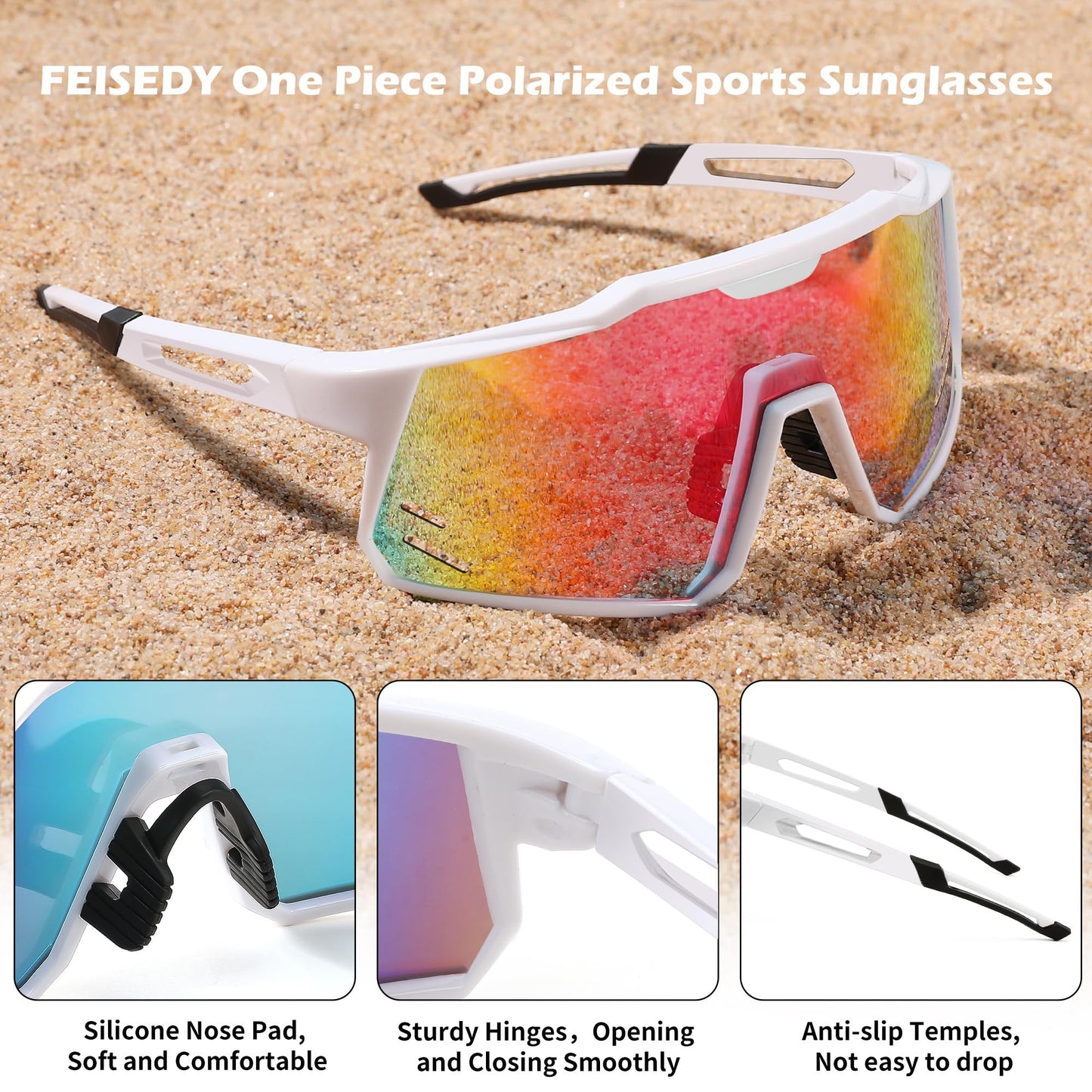 FEISEDY Sports Sunglasses Wraparound 80s Visor Men Women Outdoor Shield Baseball Sunglasses B4125