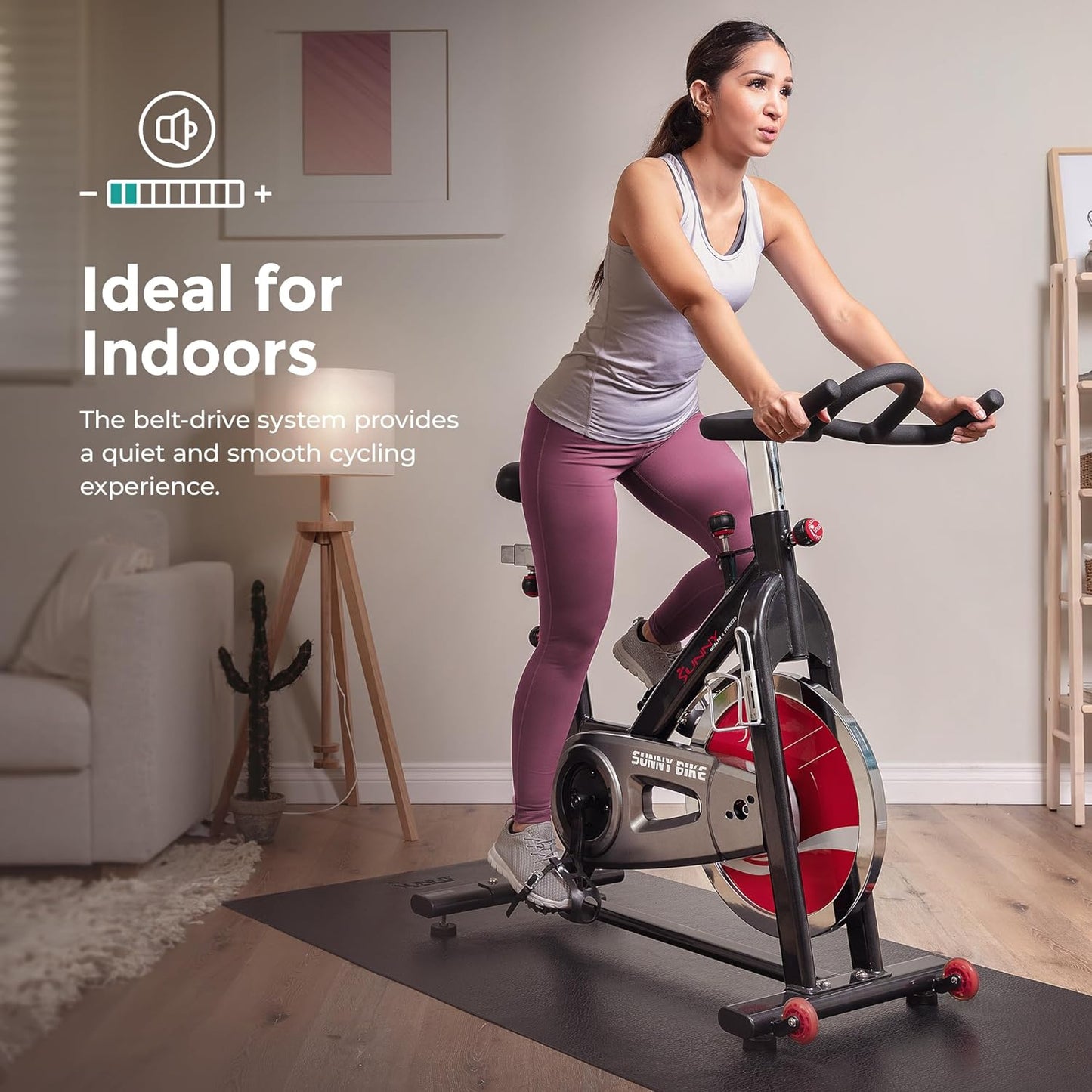 Sunny Health & Fitness Heavy-Duty Indoor Stationary Exercise Bike w/49 LB Flywheel & 275LB Capacity, 4-Way Adjustable Seat & Multi-Grip Handlebar for Cardio Training & Cycling workout at Home
