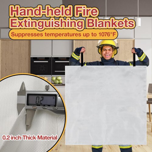 YUQILIN 10 Pack Fire Blanket Emergency for Home Kitchen, 39 x 39 Large Emergency Fire Suppression Blankets Fiberglass Flame Retardant Protection for Home Kitchen Car Office Warehouse Camping Safety