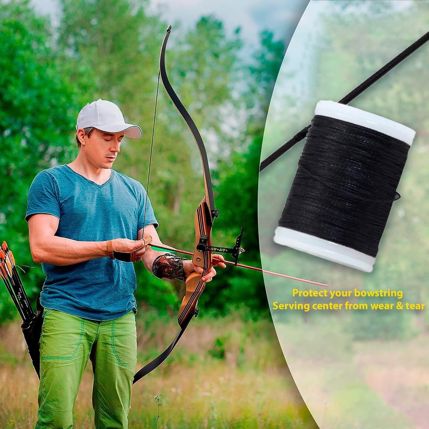 KESHES Archery Bowstring Serving Thread Jig - 120 Yards/110 M - Durable Bow String Serving Material for Recurve & Hunting Bows - CIdeal for Nock Points & Arrow Rest Setup