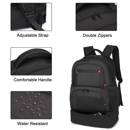 seyfocnia Gym Backpack for Men, Waterproof Sports Backpacks With Shoe Compartment Lightweight Workout Trainning Back Pack Casual Travel Daypack-Black