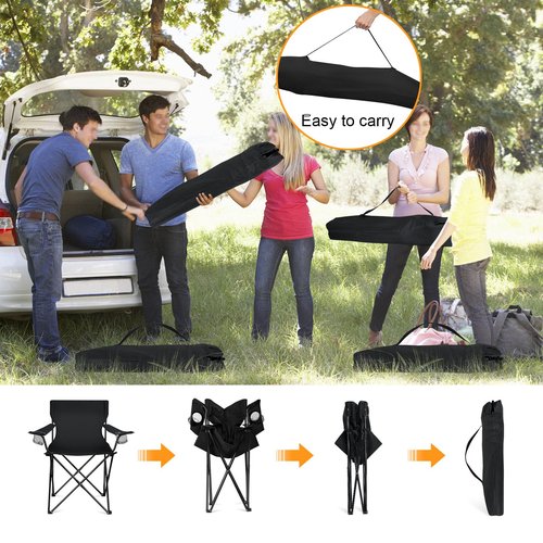 HaSteeL Camping Chairs 4 Pack, Oversized Folding Chair with Cup Holders for Adults, Portable Chair & Carry Bag for Outdoor Backyard, Beach, Lawn, Patio, Picnic, Fishing, Oxford Fabric & Heavy Duty