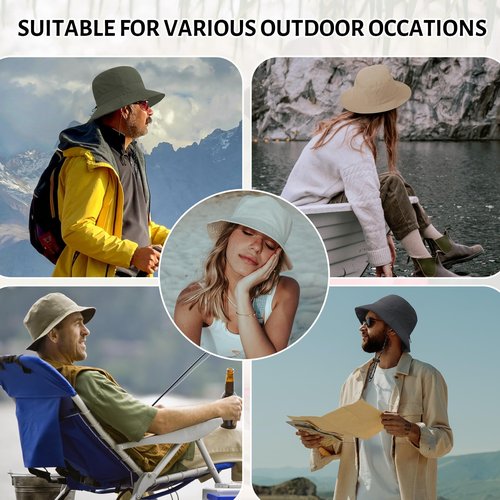 Zando Waterproof Bucket Hat for Woman Men Rain Hat UPF 50+ Sun Hats for Women Packable Outdoor Hiking Safari Hats for Women Wide Brim Summer Hat Adjustable Boonie Fishing Hat Light Khaki Hat One Size
