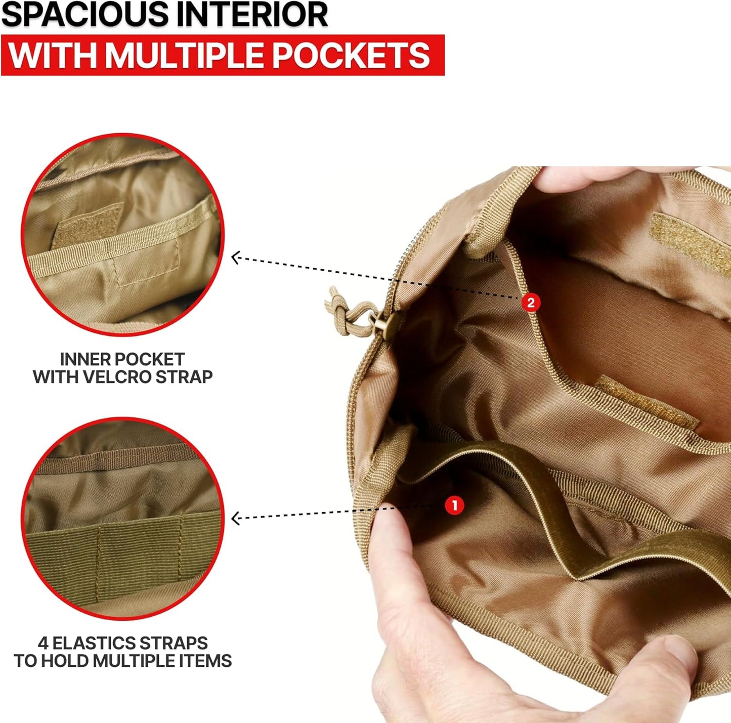 Horizontal Zippered Multi-Purpose Molle Admin Pouch Utility EDC Tool Gear Gadget Waist Bag Organizer