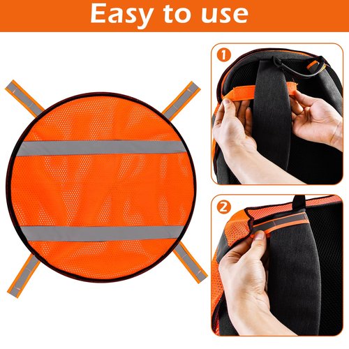 Wenfan 4PCS Blaze Orange Safety Panel with Reflective Strips High Visibility Hunting Panel Lightweight Blaze Orange Panel Hunting Mesh Tent Backpack Cover Safety Panel for Hiking Camping Biking,12"