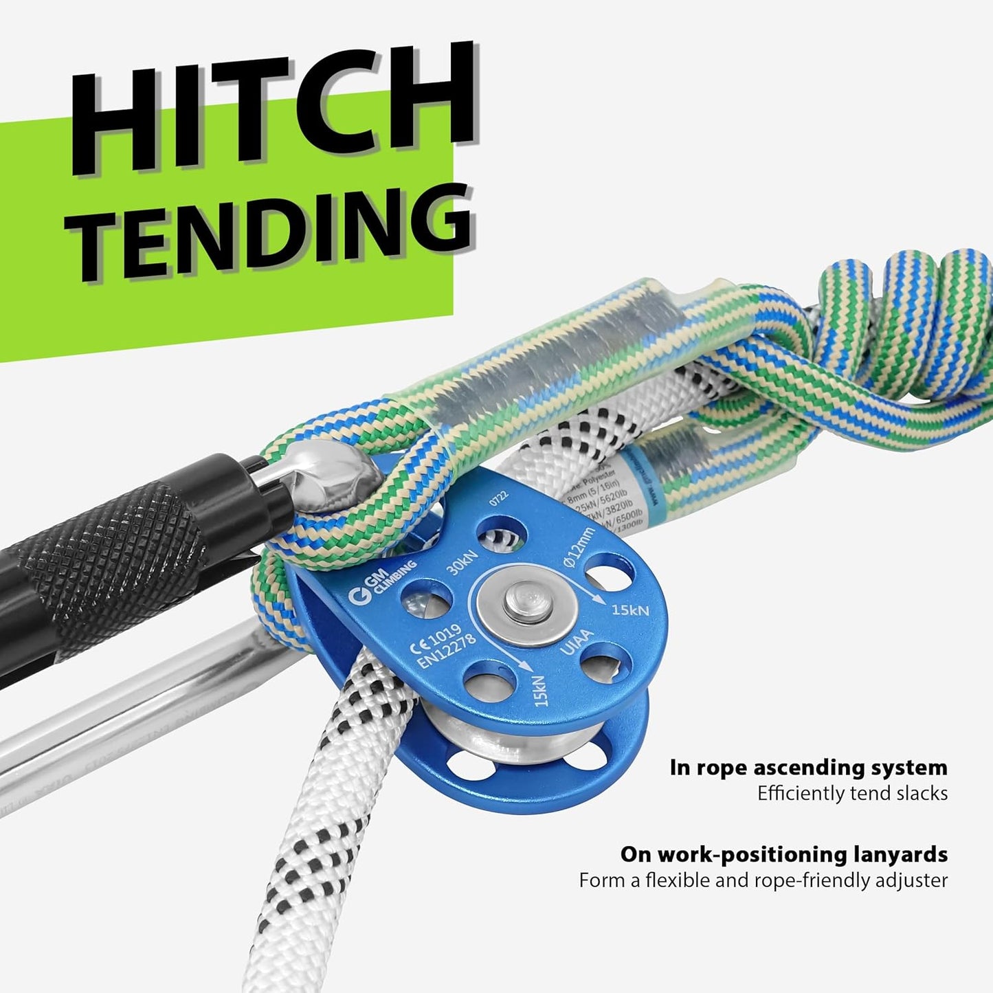 GM CLIMBING Swing Cheek Micro Pulley 30kN CE UIAA Certified