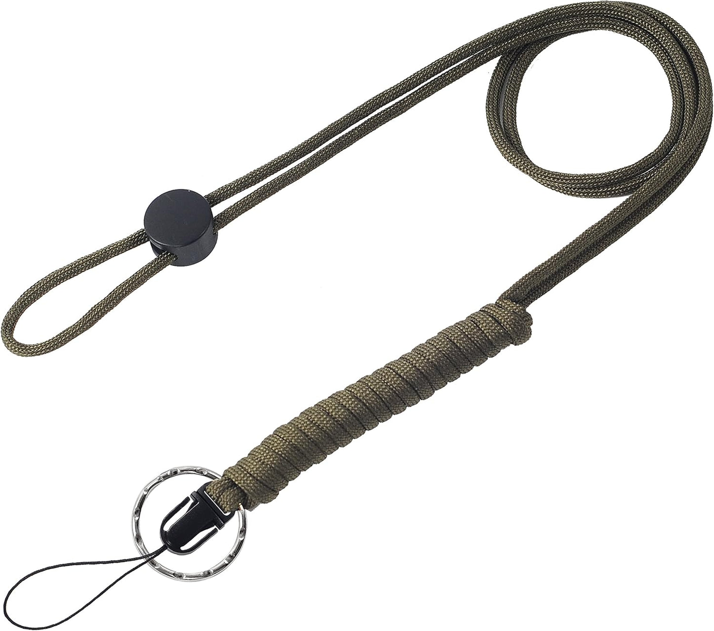 2 PACK 25 Inches Strong Paracord Survival Lanyard with Split Ring & Clip for Keys & ID holders, Phones