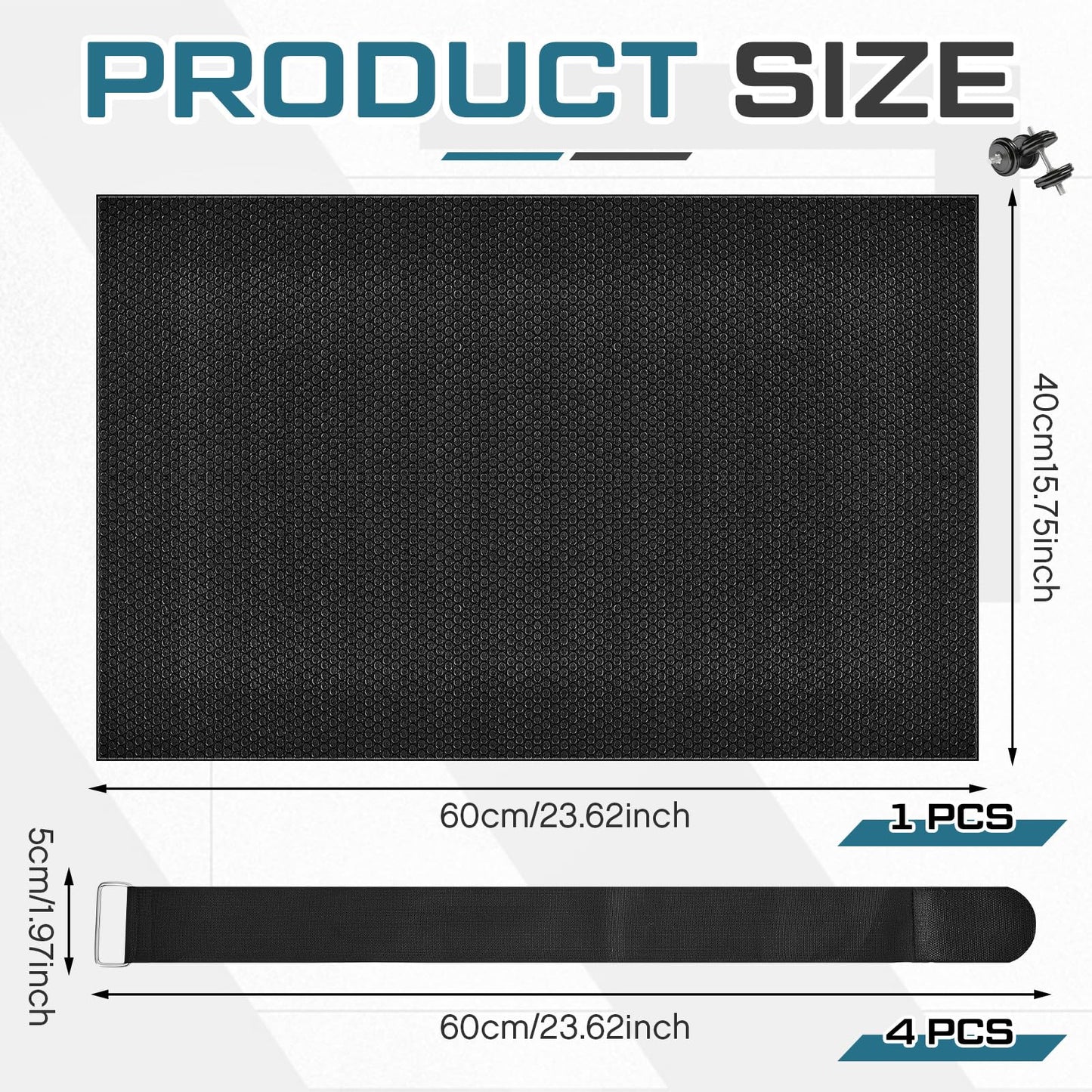 Foilswirl Thick Elliptical Mat with 4 Pcs Elliptical Pedal Straps for Under Desk Elliptical Machine, Ellipse Non Slip Mat, Ellipse Leg Exerciser Machine Pedal Strap for Home Fitness, Enhance Stability