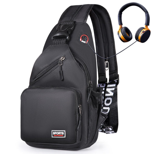 Geestock Crossbody Sling Bag for Men & Women, 2-1 Small Backpack Convertible Sling Backpack Waterproof Shoulder Chest Bag for Daypack Travel Hiking (Black)