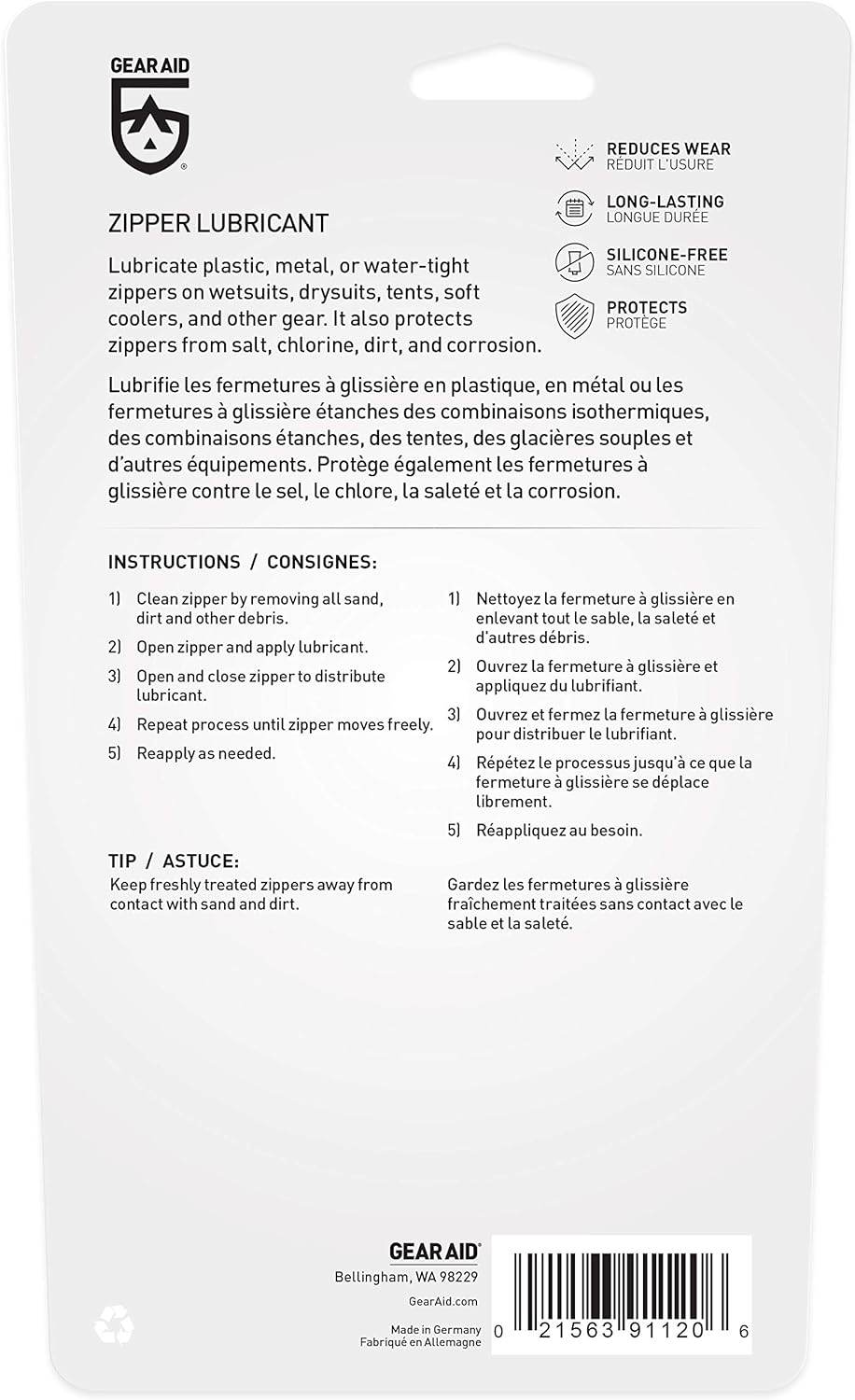 Gear Aid Zipper Wax Lubricant Stick for Wetsuits and Drysuits