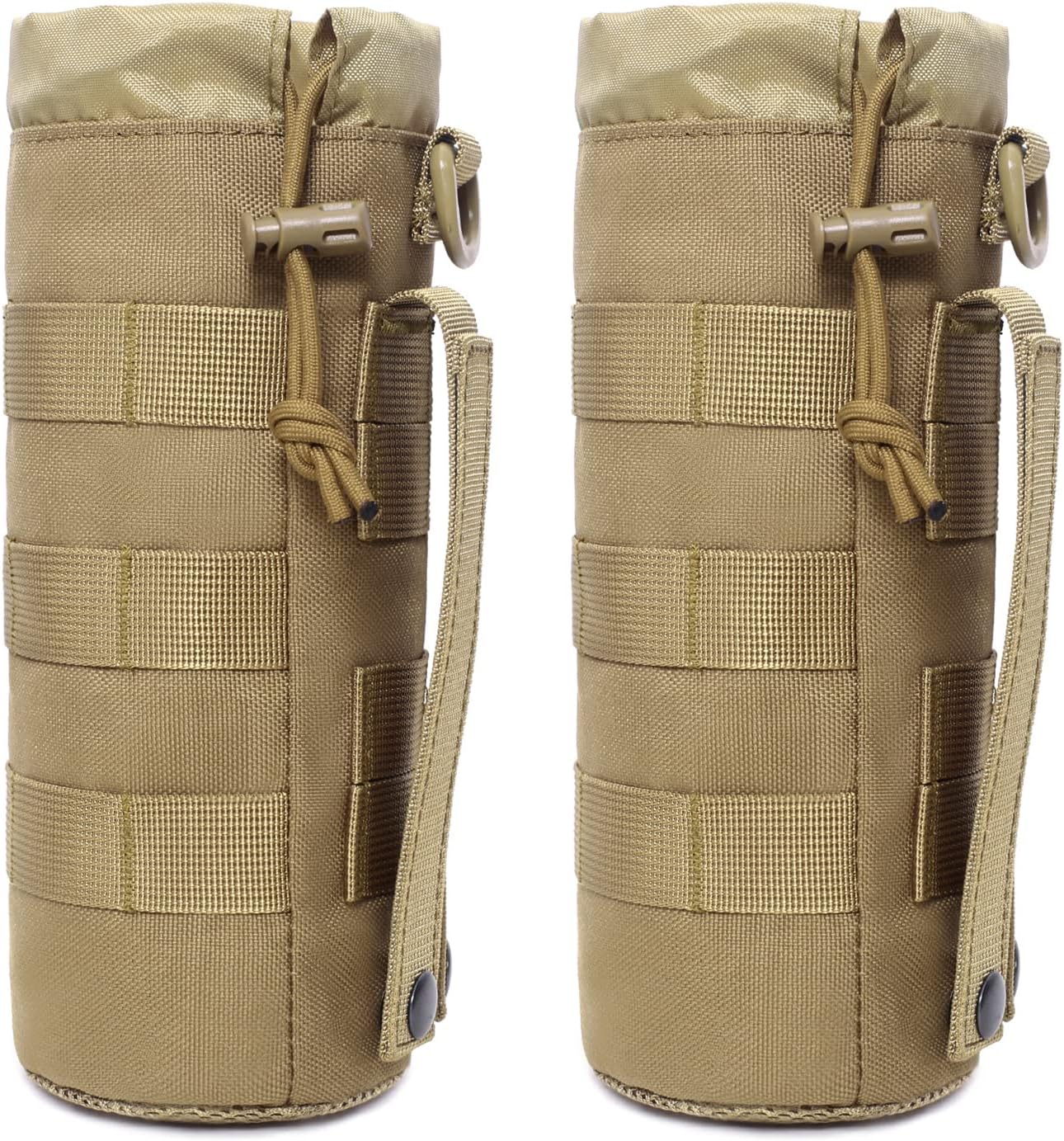 Tactical Molle Water Bottle Pouch Military Drawstring Open Top & Mesh Bottom Travel Water Bottle Holder Bag Tactical Hydration Carrier