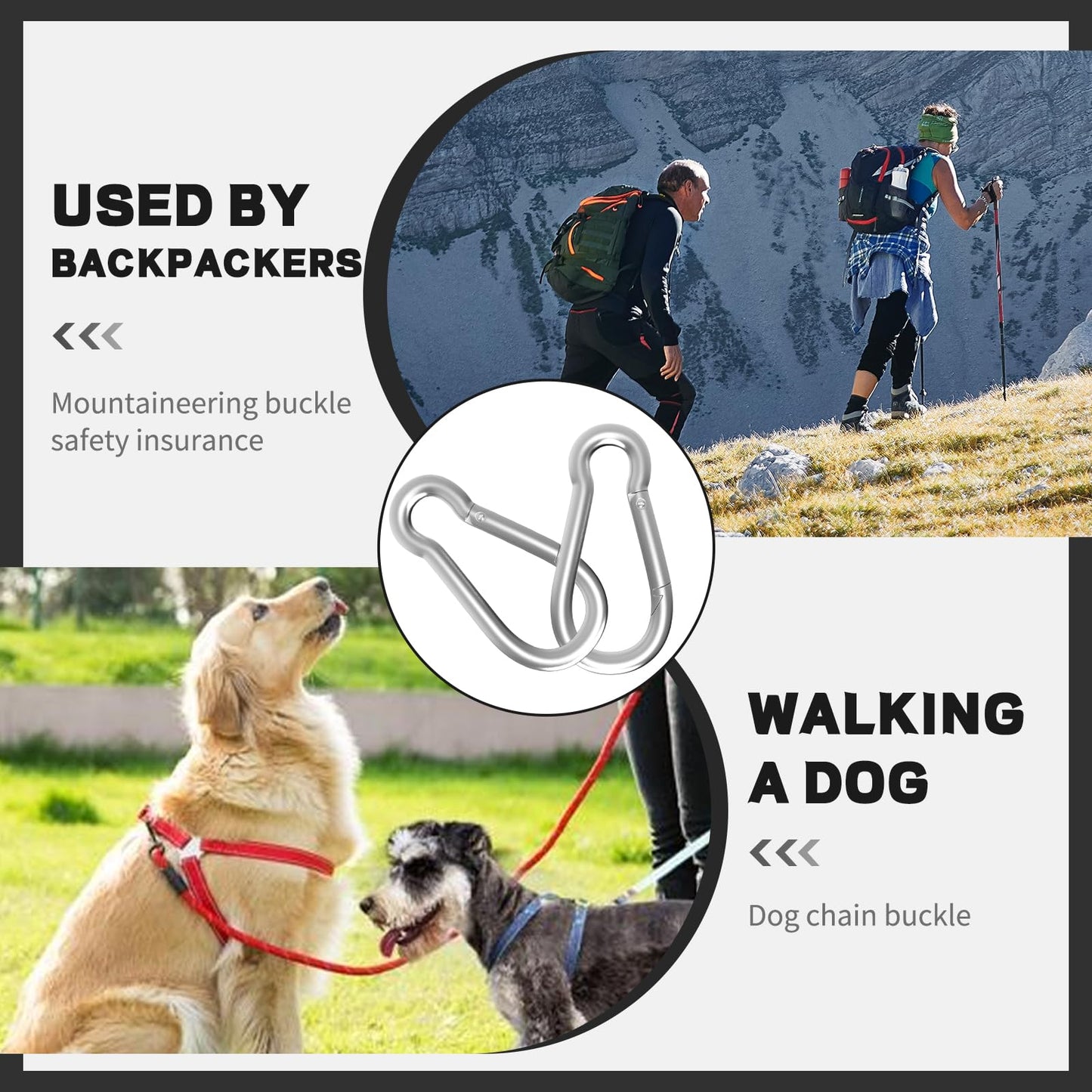 50-Pack M8 Carabiners Clip Heavy Duty Spring Snap Hook, 3Inch Galvanized Steel Carabiner, Safety Quick Links Snap Hooks, Spring Clips for Swing Hammock Camping Keychain Outdoor