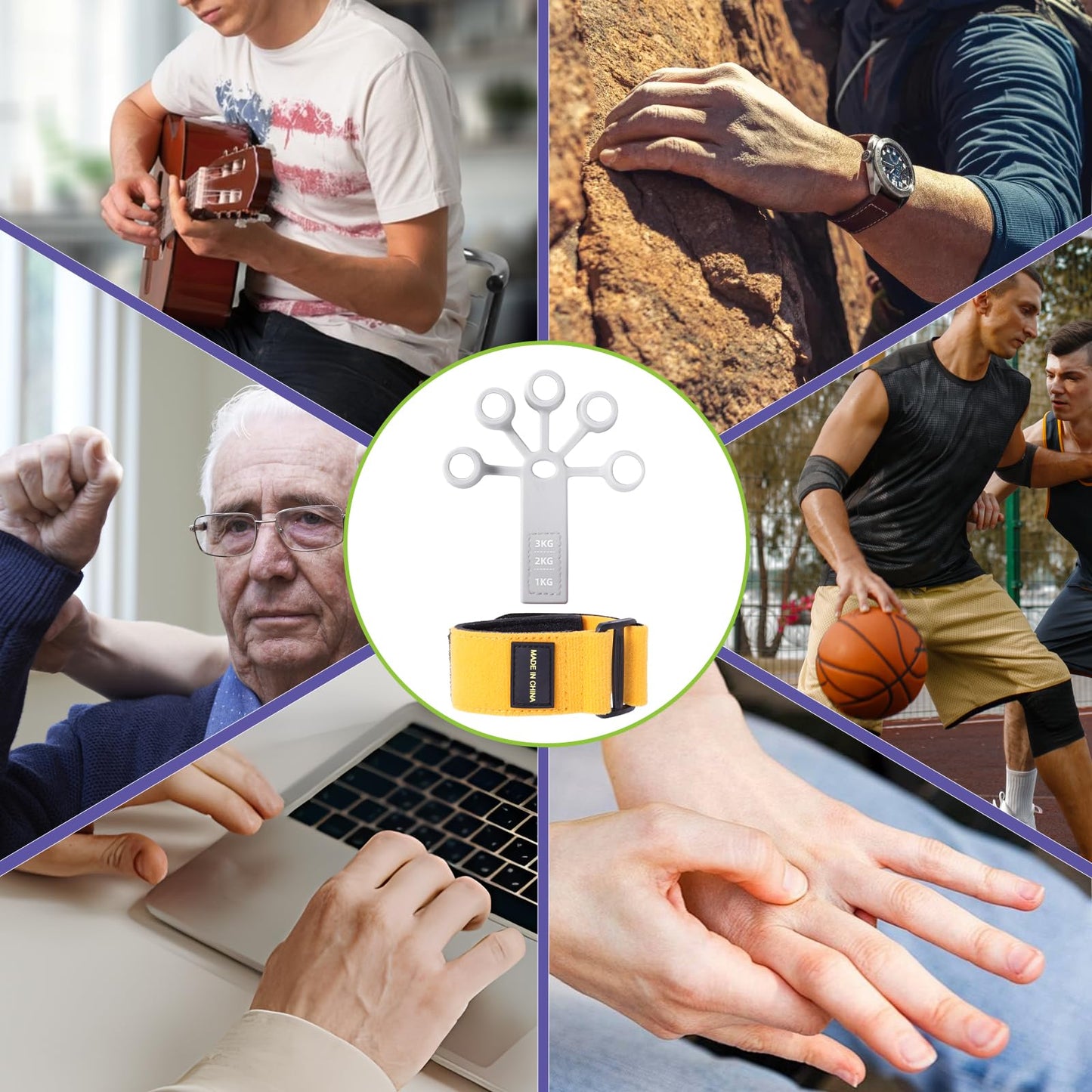 FAMJOALE Forearm and Grip Strength Trainer, Finger and Hand Gripper Strengthener, Wrist and Hand Exercisers for Strength with 3 Levels, Relieve Pain Arthritis (Grey)