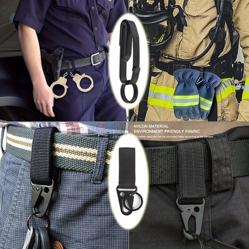 Duty Belt Key Holder, 2 Pcs Tactical Stealth Duty Key Ring Holder with 4 Detachable Keyring (2.25-Inch Max) and 4 D-Ring Hooks for Police Handcuff Fire agencies