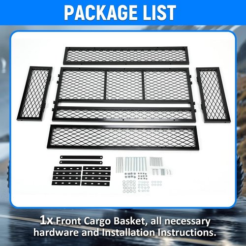 ECOTRIC Universal Front Cargo Basket Compatible with UTV ATV Drop Storage Luggage Basket Mesh Rack Cargo
