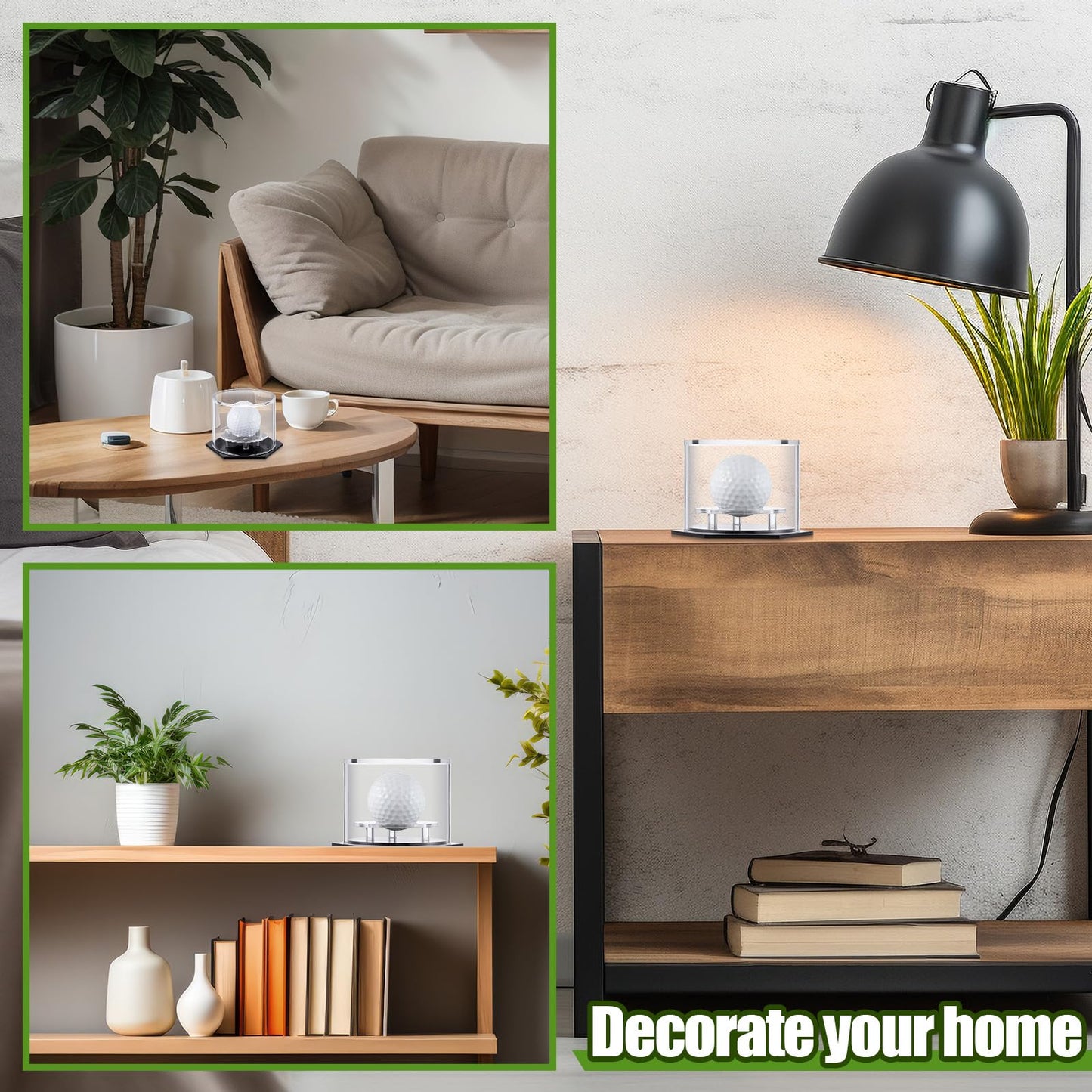 Foilswirl Golf Ball Display Case 3.9 x 2.7 Inch Acrylic Golf Ball Holder Clear Single UV Protection Golf Ball Display Holder Stand for Storage Collections Showcase Gift